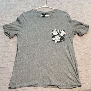 H&M Gray T-Shirt with Black Floral Pocket